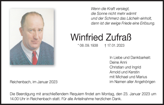 Anzeige von Winfried Zufraß von MGO