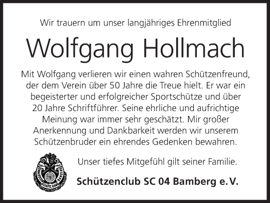 Anzeige von Wolfgang Hollmach von MGO