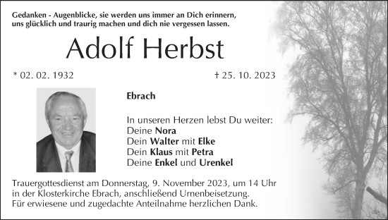 Anzeige von Adolf Herbst von MGO