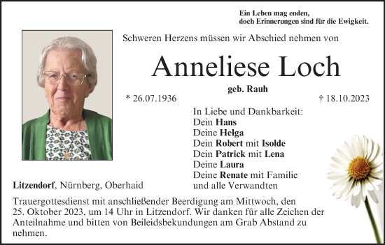 Anzeige von Anneliese Loch von MGO