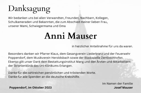Anzeige von Anni Mauser von MGO