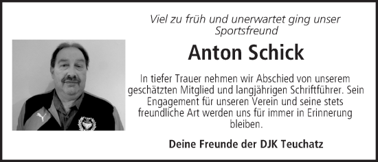 Anzeige von Anton Schick von MGO