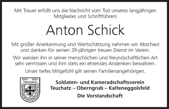 Anzeige von Anton Schick von MGO