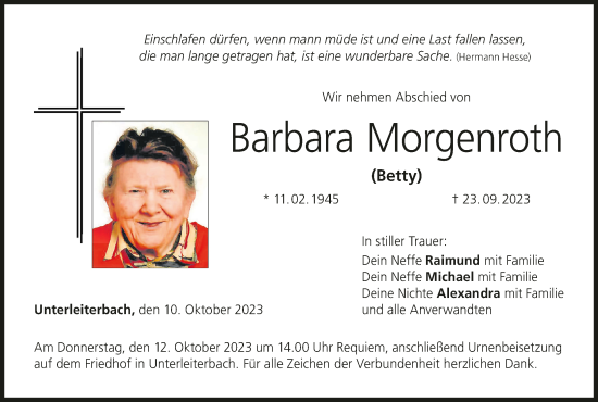 Anzeige von Barbara Morgenroth von MGO