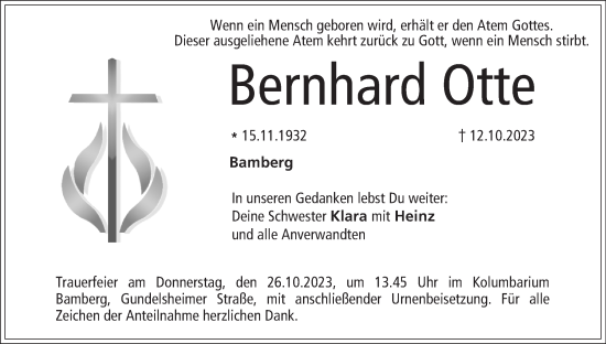 Anzeige von Bernhard Otte von MGO