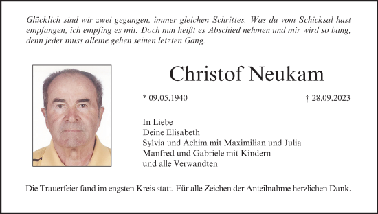 Anzeige von Christof Neukam von MGO