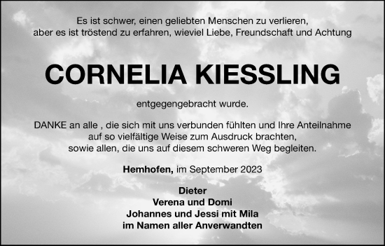 Anzeige von Cornelia Kiessling von MGO