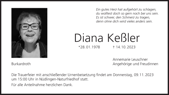 Anzeige von Diana Keßler von MGO