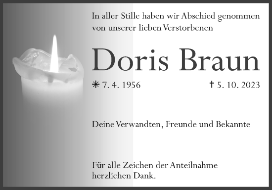 Anzeige von Doris Braun von MGO