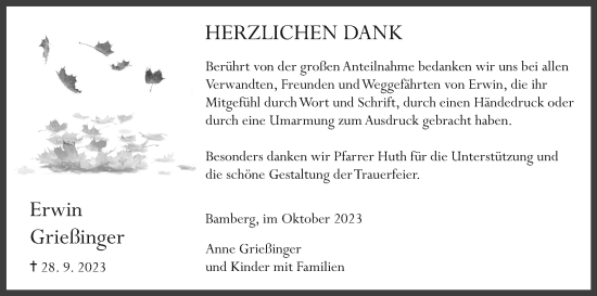 Anzeige von Erwin Grießinger von MGO