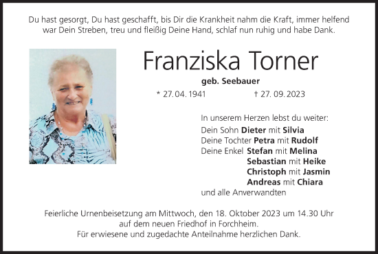 Anzeige von Franziska Torner von MGO