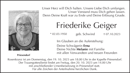 Anzeige von Friederike Geiger von MGO