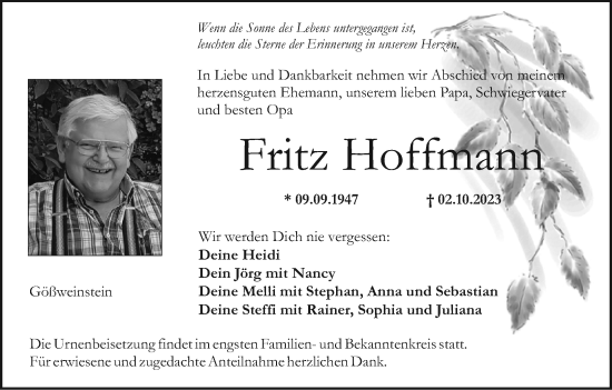 Anzeige von Fritz Hoffmann von MGO