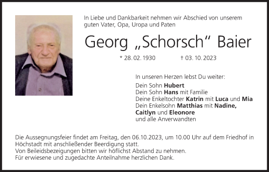 Anzeige von Georg Baier von MGO