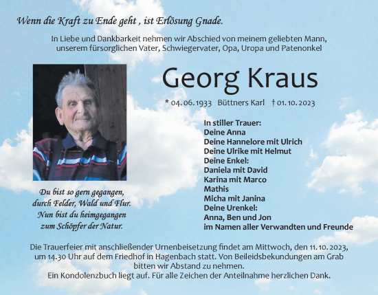 Anzeige von Georg Kraus von MGO