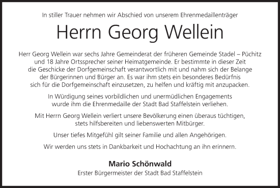 Anzeige von Georg Wellein von MGO