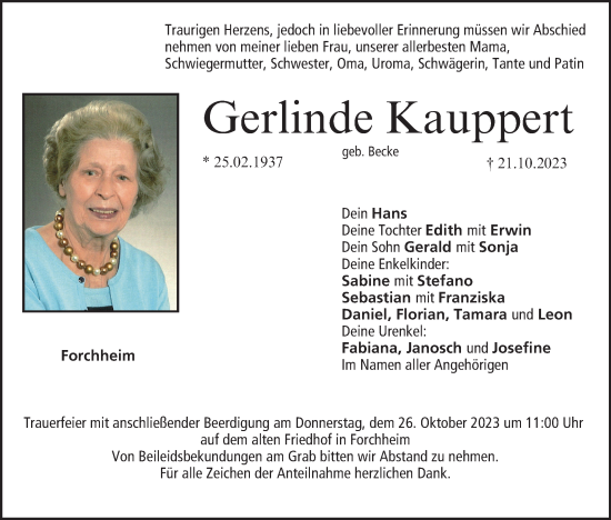 Anzeige von Gerlinde Kauppert von MGO