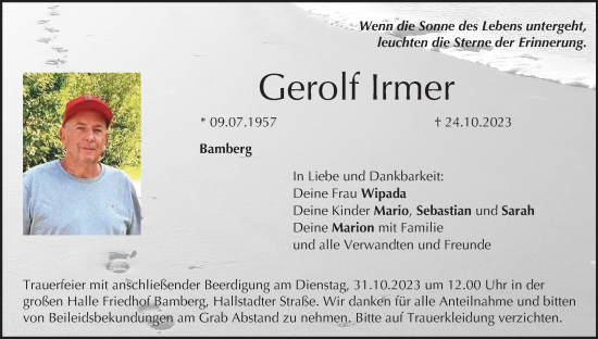 Anzeige von Gerolf Irmer von MGO