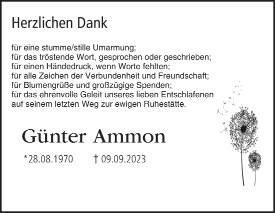 Anzeige von Günter Ammon von MGO