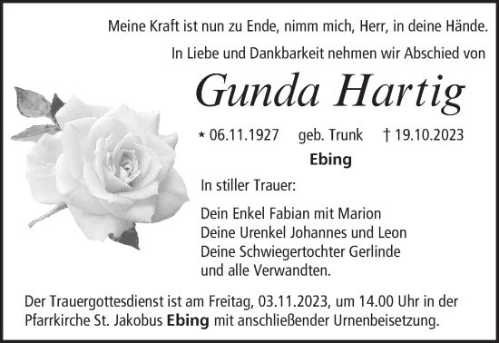 Anzeige von Gunda Hantig von MGO