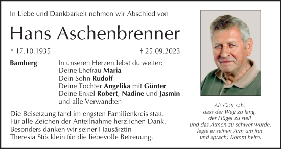 Anzeige von Hans Aschenbrenner von MGO