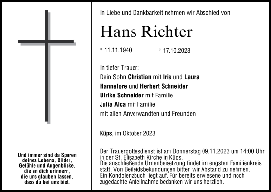 Anzeige von Hans Richter von MGO