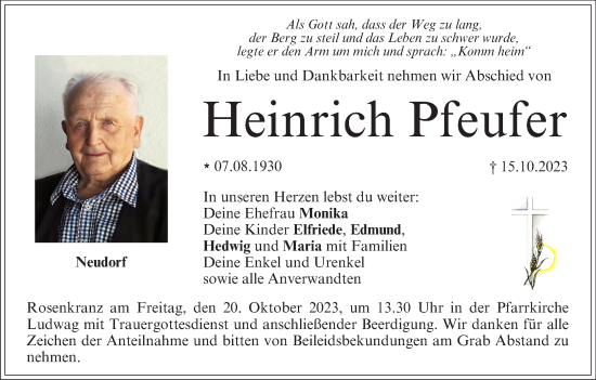 Anzeige von Heinrich Pfeufer von MGO