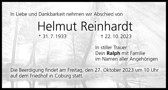 Anzeige von Helmut Reinhardt von MGO