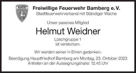 Anzeige von Helmut Weidner von MGO