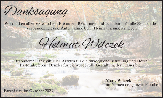 Anzeige von Helmut Wilczek von MGO