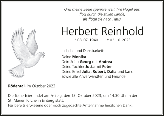 Anzeige von Herbert Reinhold von MGO