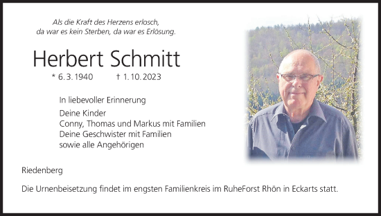 Anzeige von Herbert Schmitt von MGO