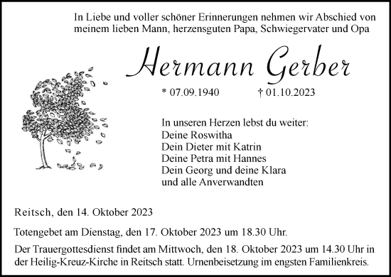 Anzeige von Hermann Gerber von MGO