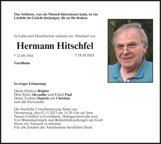 Anzeige von Hermann Hitschfel von MGO