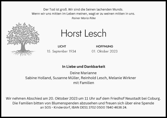 Anzeige von Horst Lesch von MGO