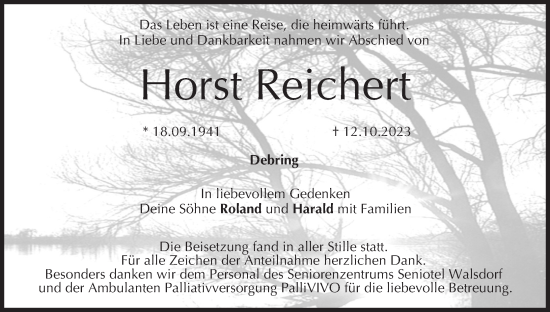 Anzeige von Horst Reichert von MGO