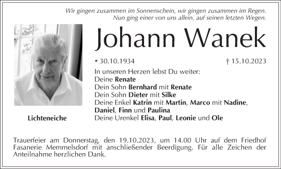 Anzeige von Johann Wanek von MGO