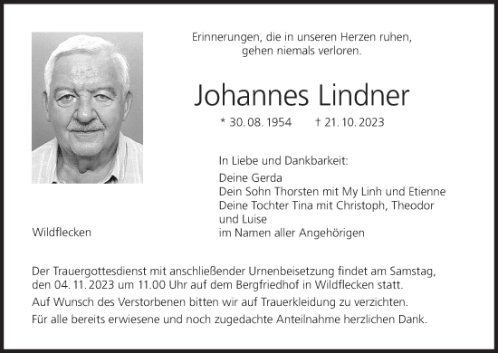 Anzeige von Johannes Lindner von MGO