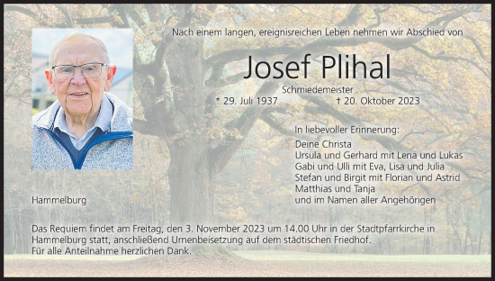 Anzeige von Josef Plihal von MGO