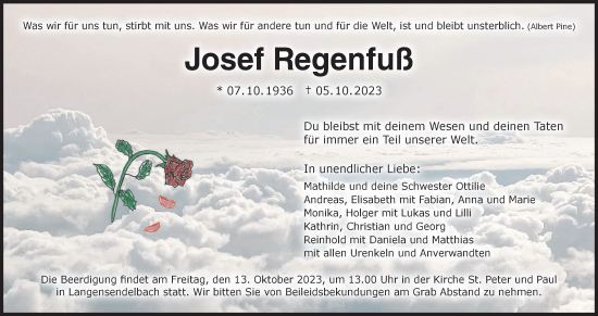 Anzeige von Josef Regenfuß von MGO