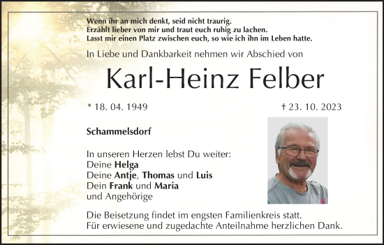 Anzeige von Karl-Heinz Felber von MGO