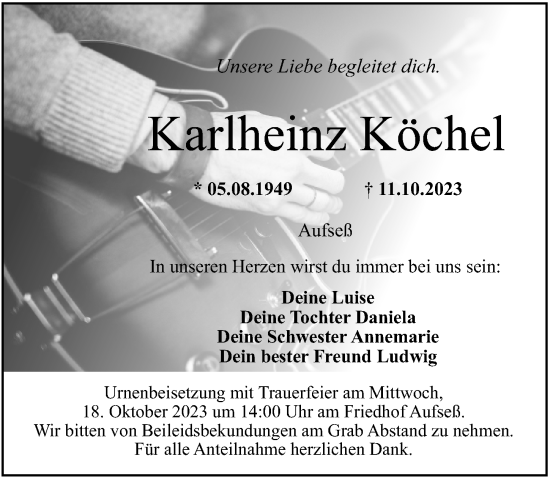 Anzeige von Karlheinz Köchel von MGO