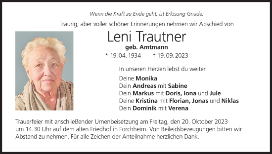 Anzeige von Leni Trautner von MGO