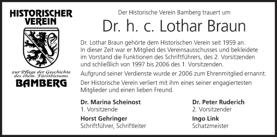 Anzeige von Lothar Braun von MGO