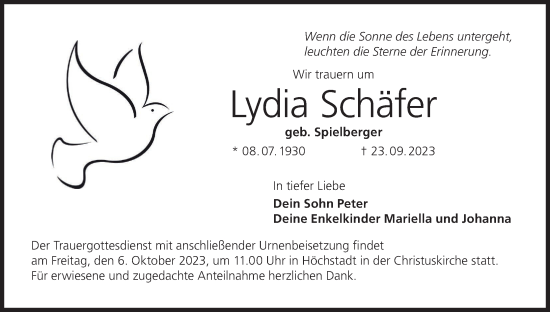 Anzeige von Lydia Schäfer von MGO