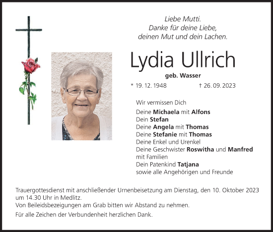 Anzeige von Lydia Ullrich von MGO
