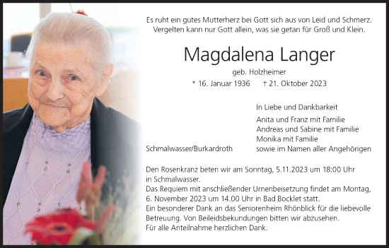 Anzeige von Magdalena Langer von MGO