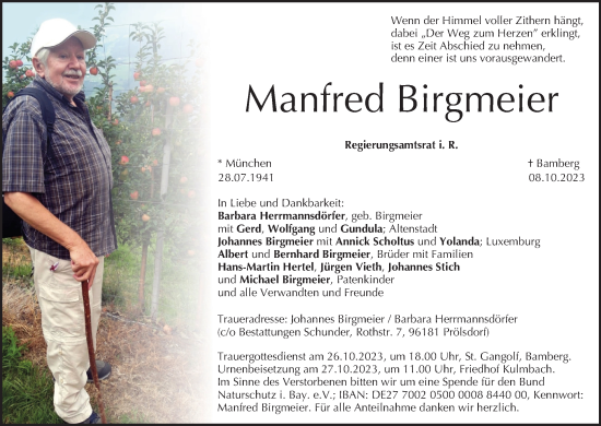 Anzeige von Manfred Birgmeier von MGO