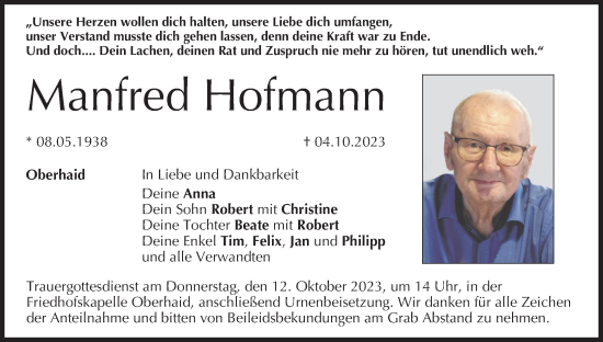 Anzeige von Manfred Hofmann von MGO
