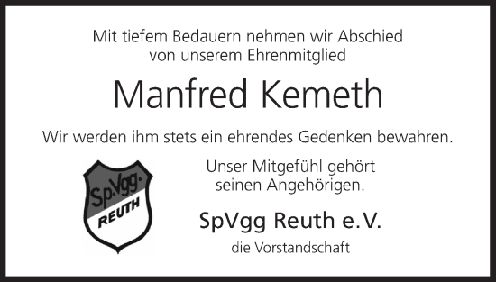 Anzeige von Manfred Kemeth von MGO